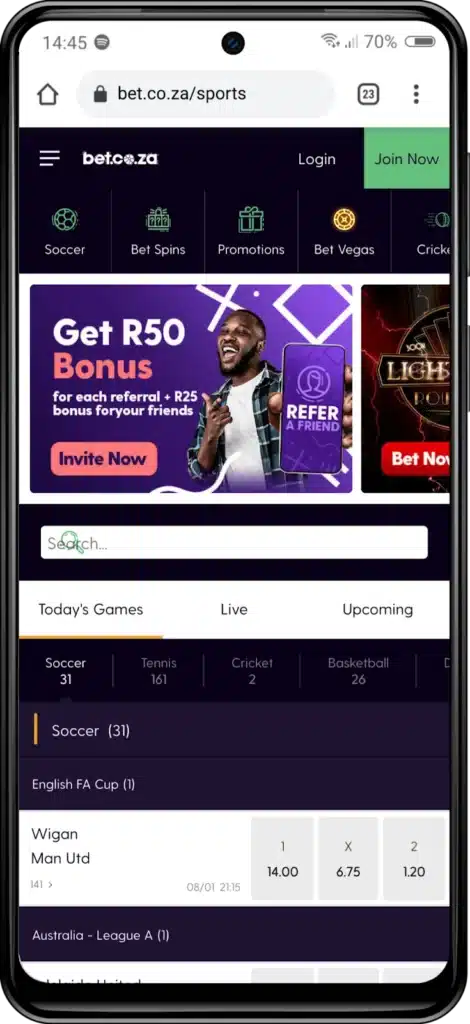 bet.co.za sign up for step 1