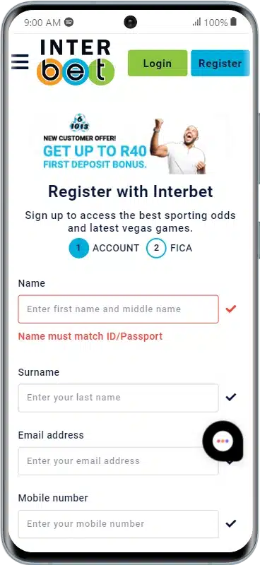 interbet registration form