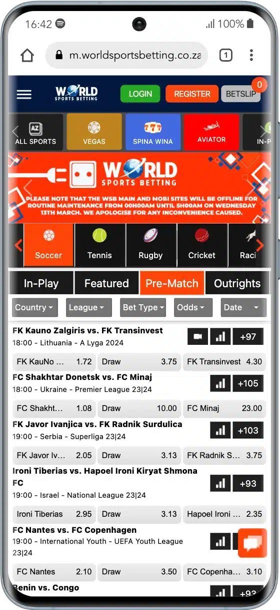 world sports betting homepage