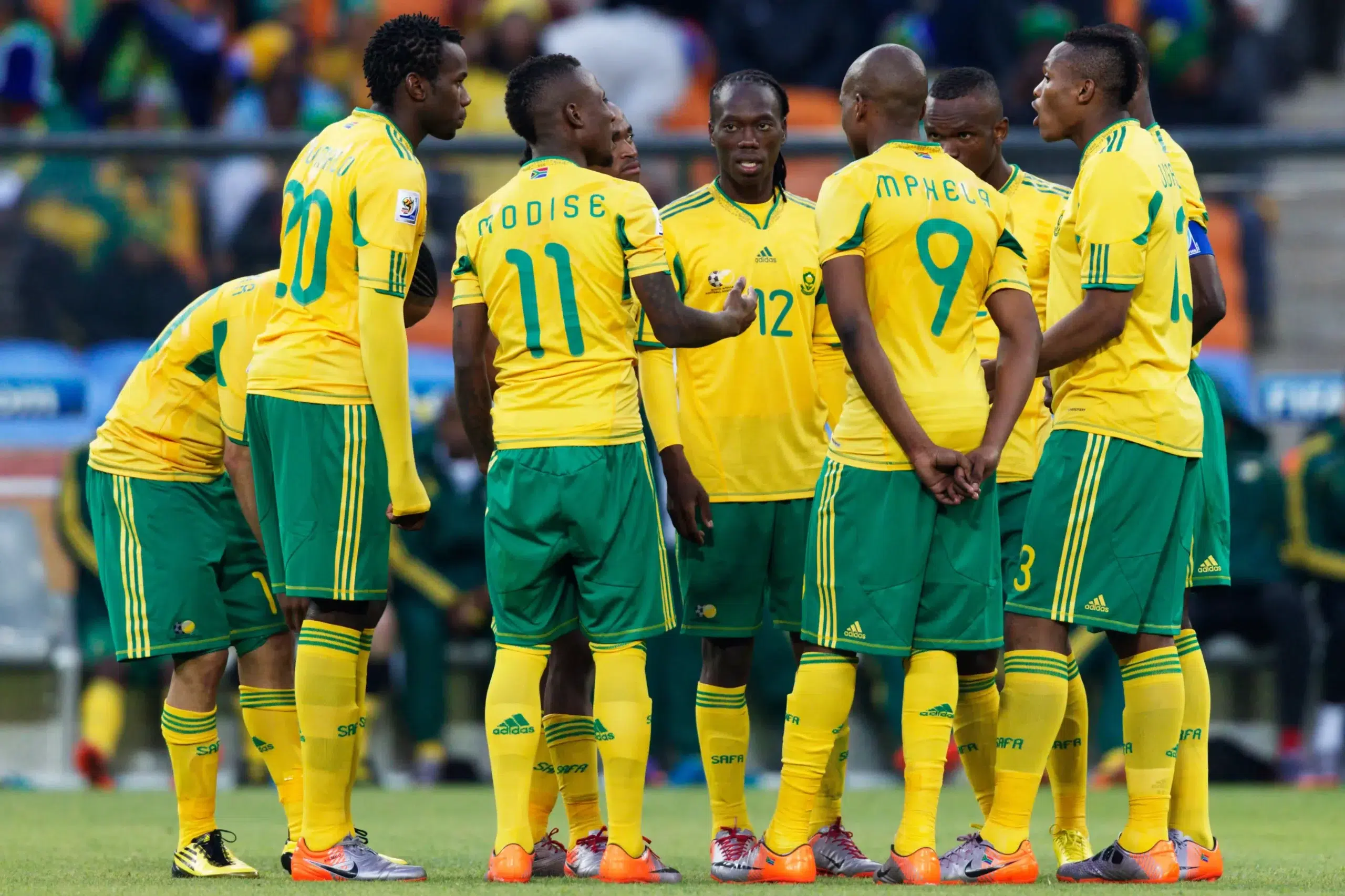 Bafana Bafana team standing in the field together