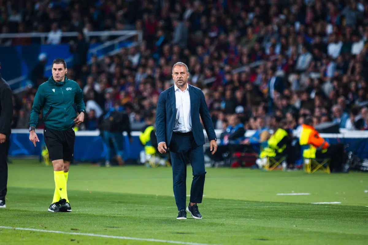 Hansi Flick in action during the Uefa Champions League match between FC Barcelona and FC Bayern