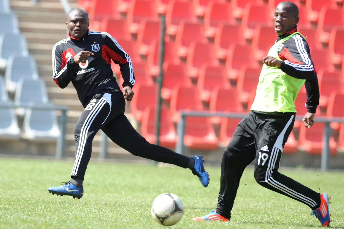 Thulasizwe Mbuyane during the Orlando Pirates training session