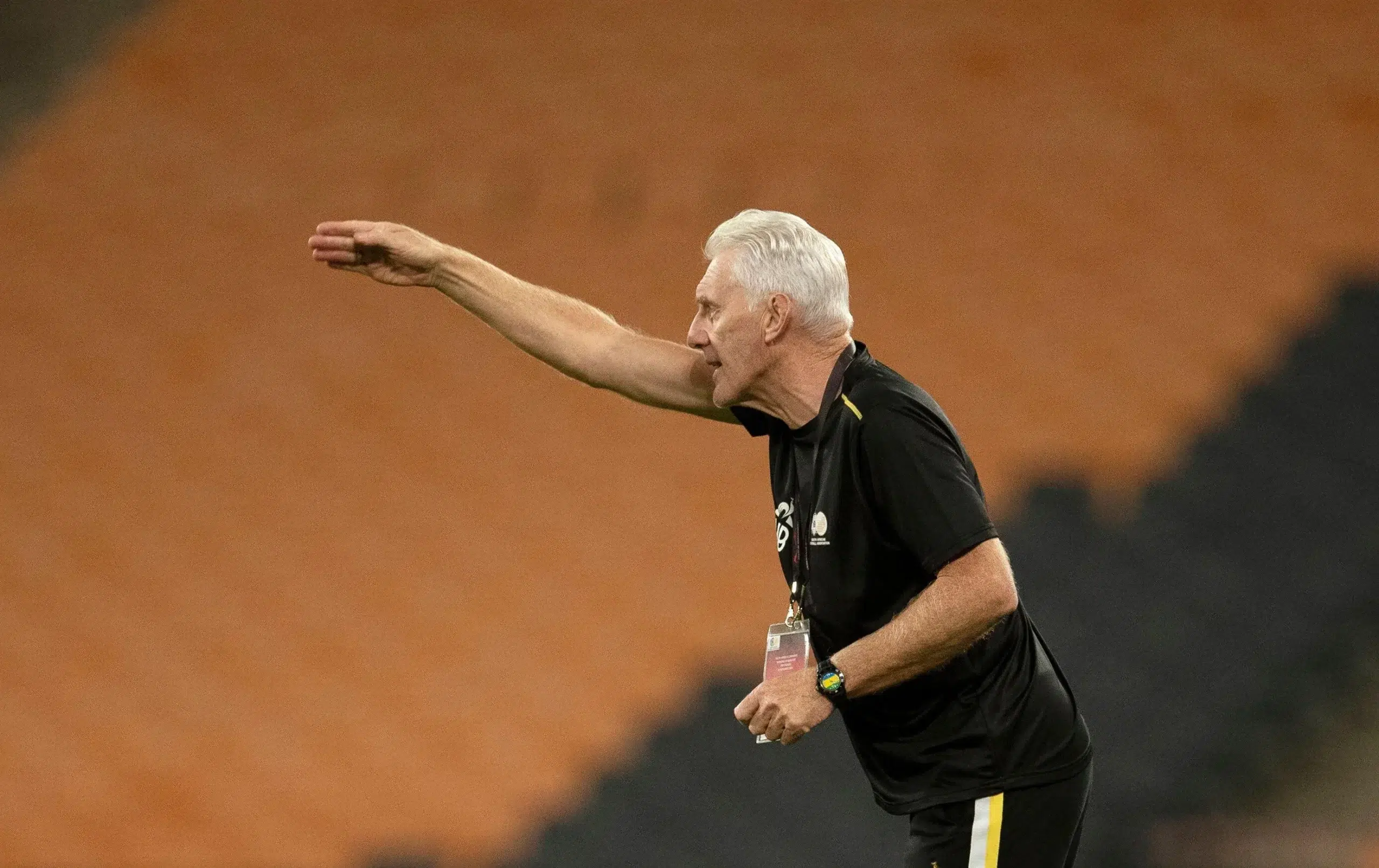 South Africa's head coach Hugo Broos gestures during the World Cup 2022