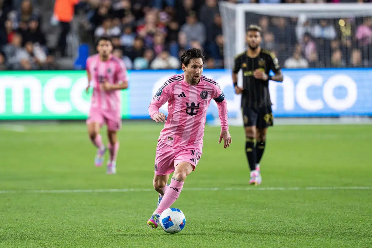 Inter Miami CF forward Lionel Messi (10) during a Concacaf Champions Cup Quarterfinal match against the LAFC, Wednesday, April 2