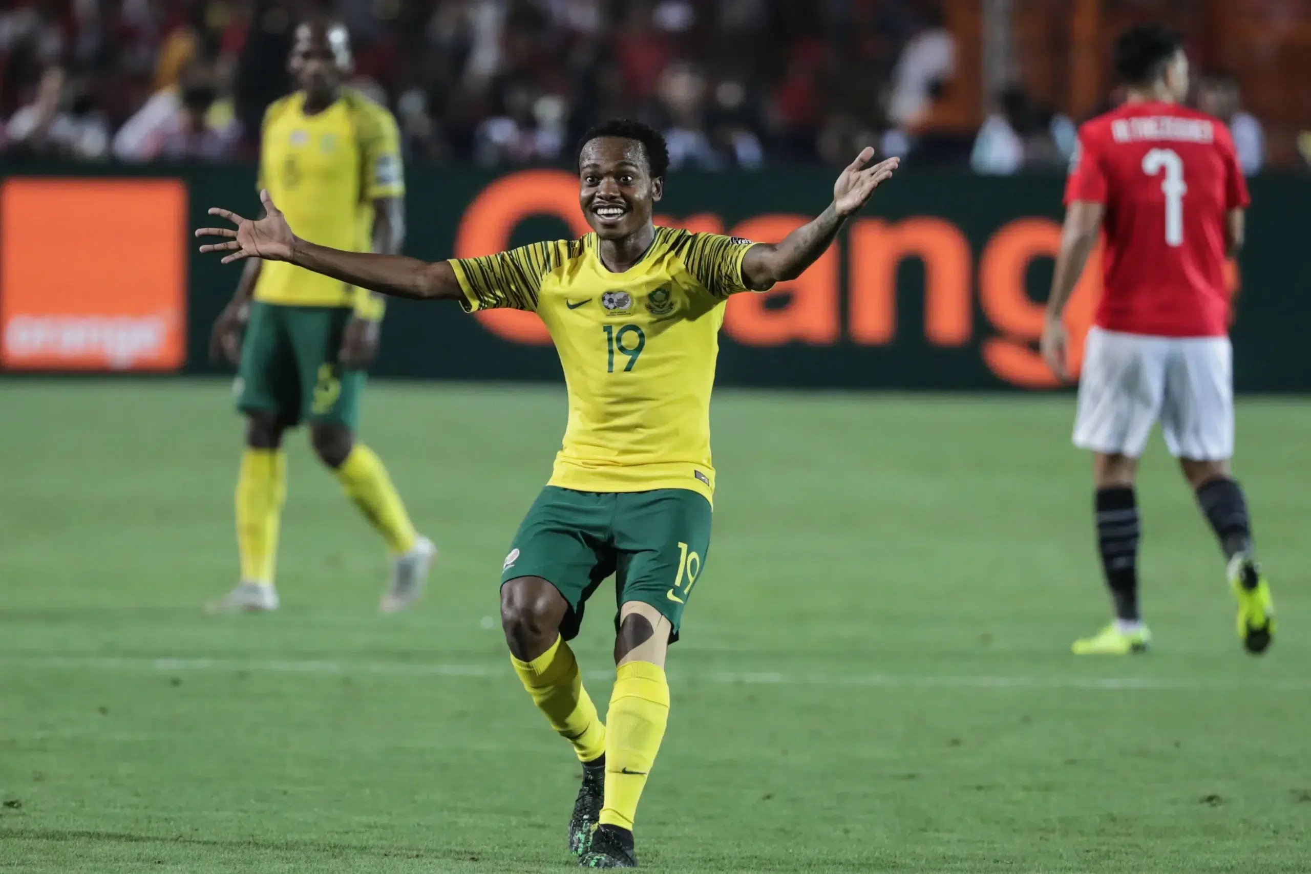 South Africa's Percy Tau reacts during the 2019 Africa Cup of Nations round of 16