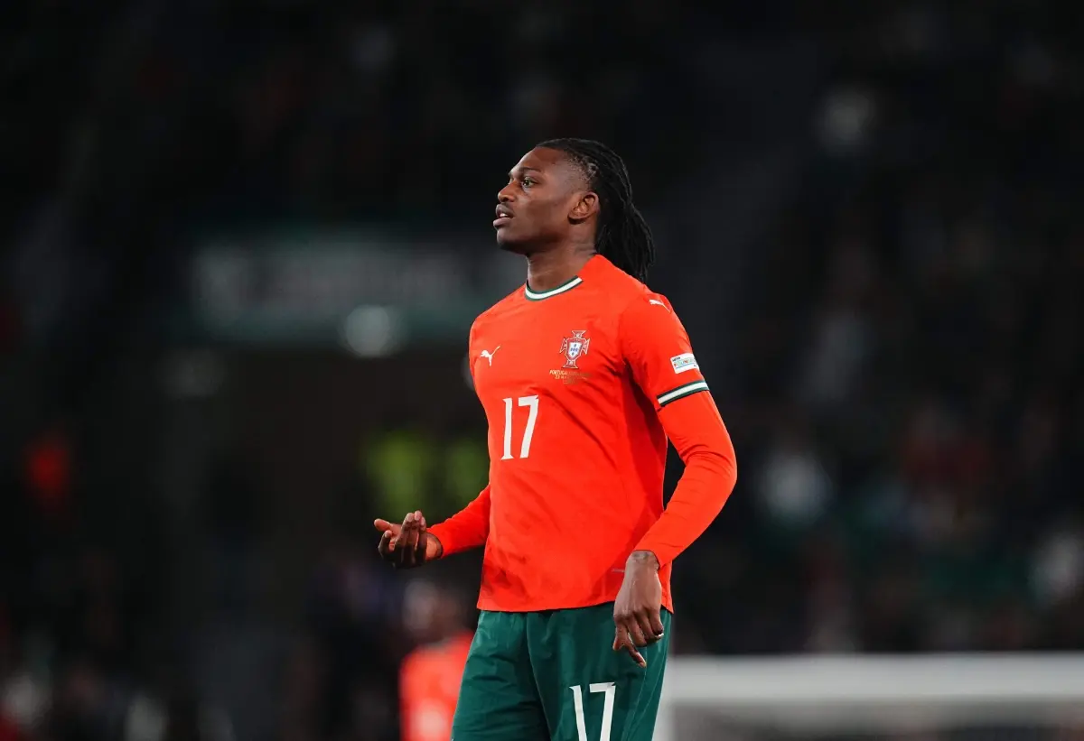 Rafael Leao of Portugal looks on during a UEFA Nations League game, March 2025