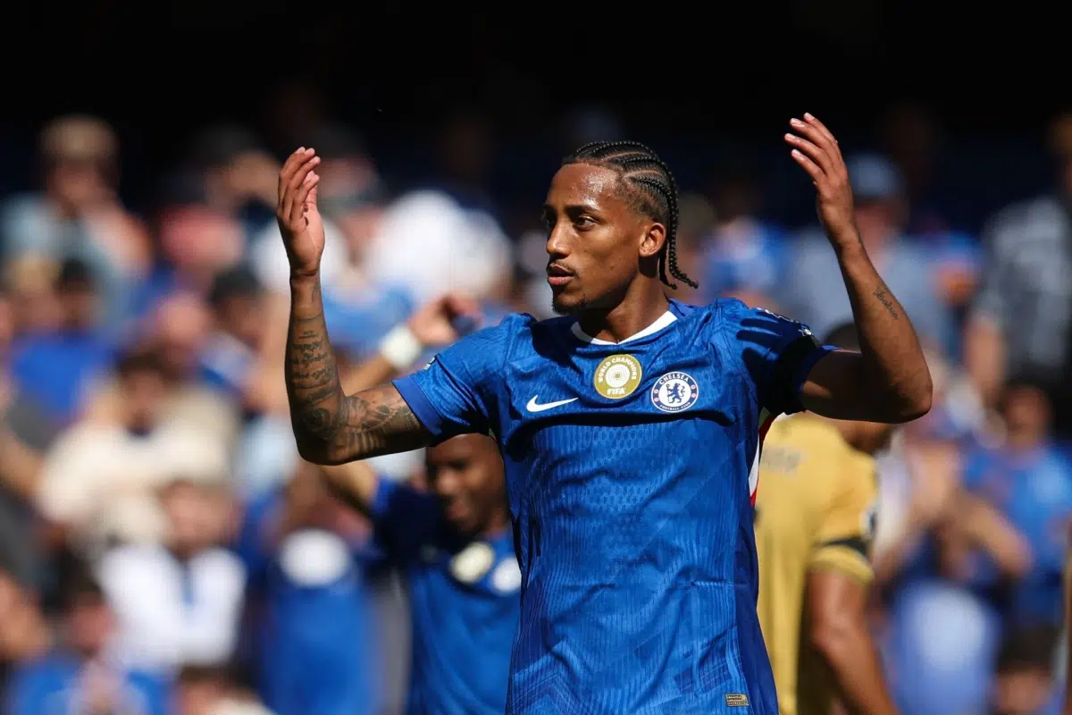 Joao Pedro of Chelsea reacts during the Premier League match between Chelsea FC and Crystal Palace FC