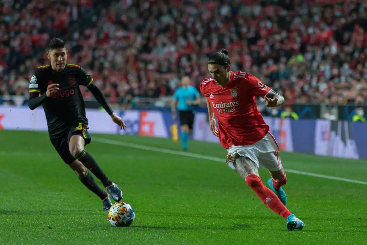 Ajax's midfielder from Mexico Edson Alvarez and Benfica's forward from Uruguay Darwin Nunez, Champions League 2022