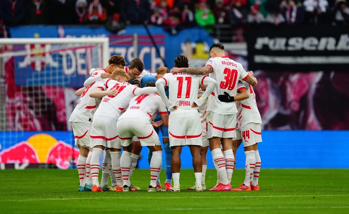 RB Leipzig team during a 1. Bundesliga game, RB Leipzig vs Werder Bremen, at Red Bull Arena, Leipzig