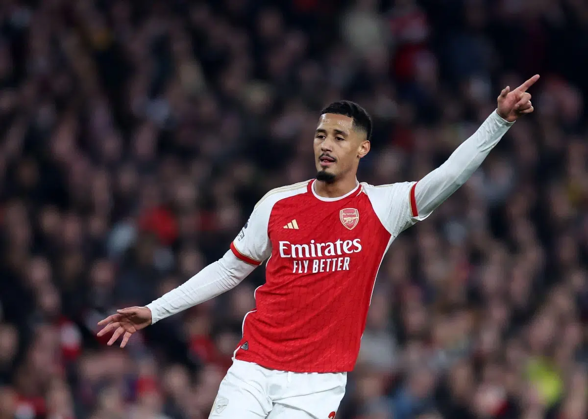 William Saliba of Arsenal during the Premier League match at the Emirates Stadium, 2024