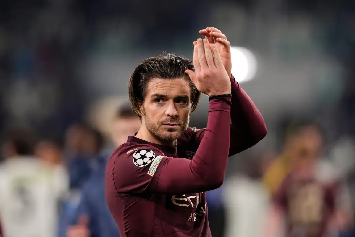 Manchester City's Jack Grealish during the UCL soccer match. 2025