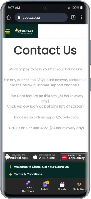 Gbets Customer Support Gbets Contact Us