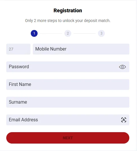 Registration page Registration page