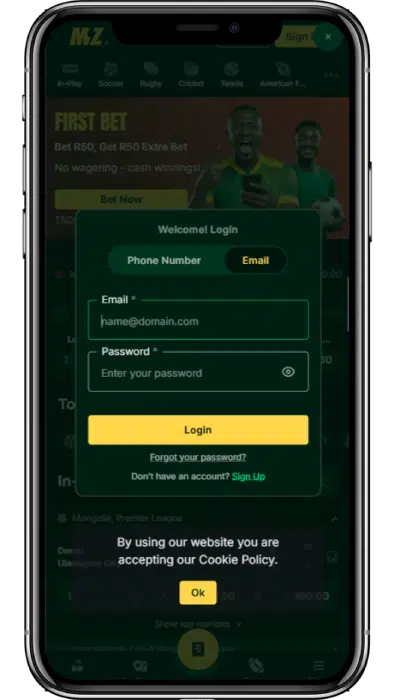 Mzansibet Mobile login Form Mzansibet Mobile login Form