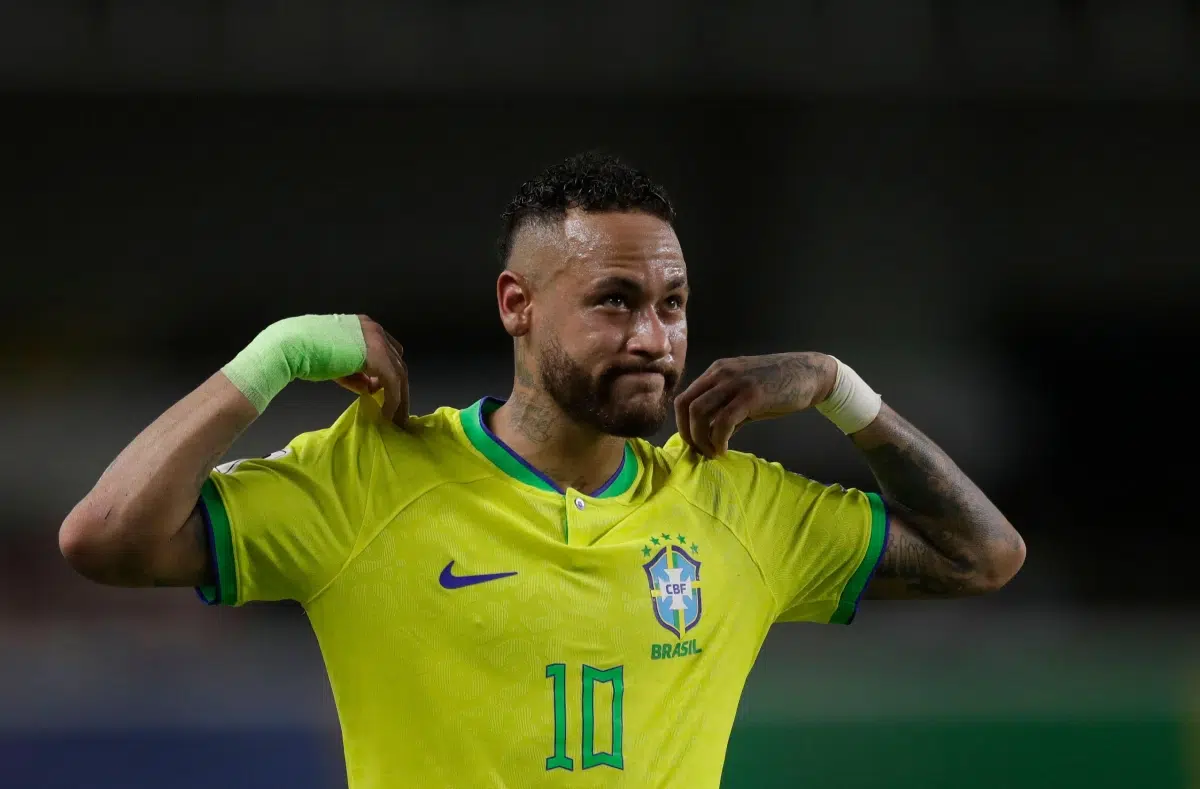 Brazil's Neymar celebrates scoring, 2026