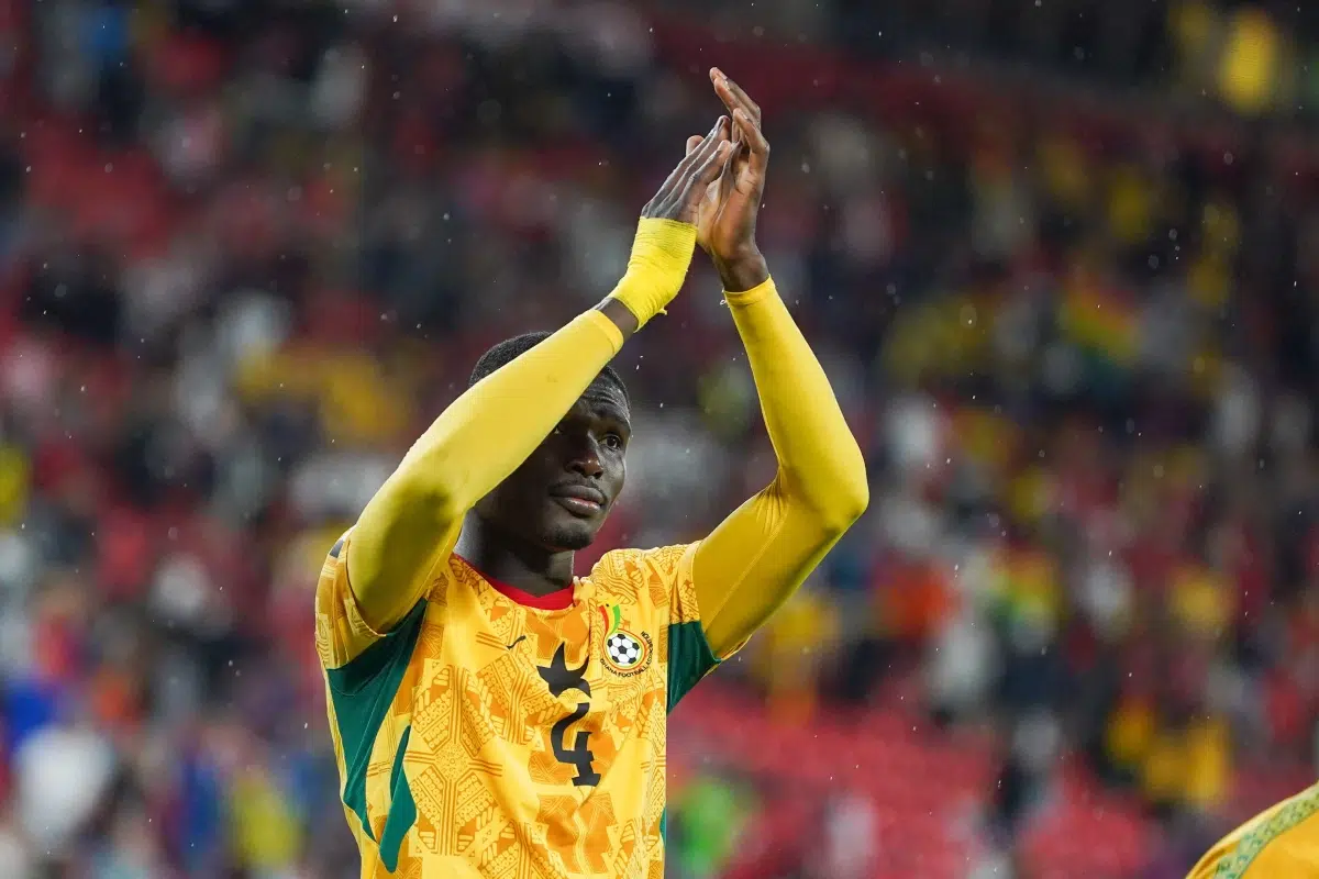 Adjetey of Ghana celebrates after winning the match, 2026