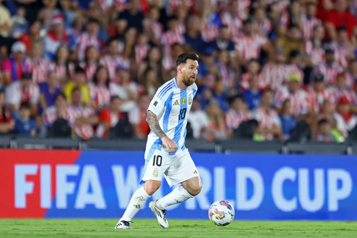 Messi of Argentina, controls the ball during the match, 2026