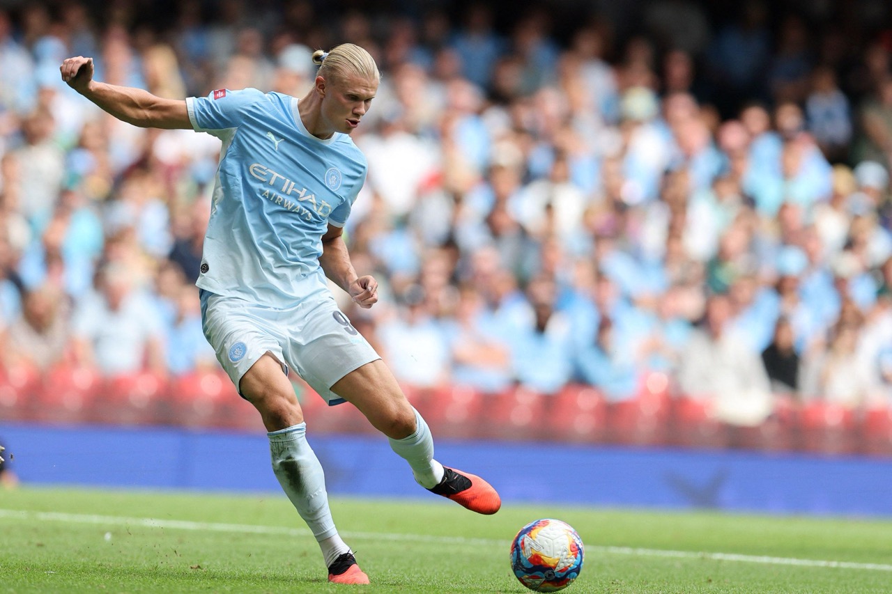 Erling Haaland of Manchester City in action