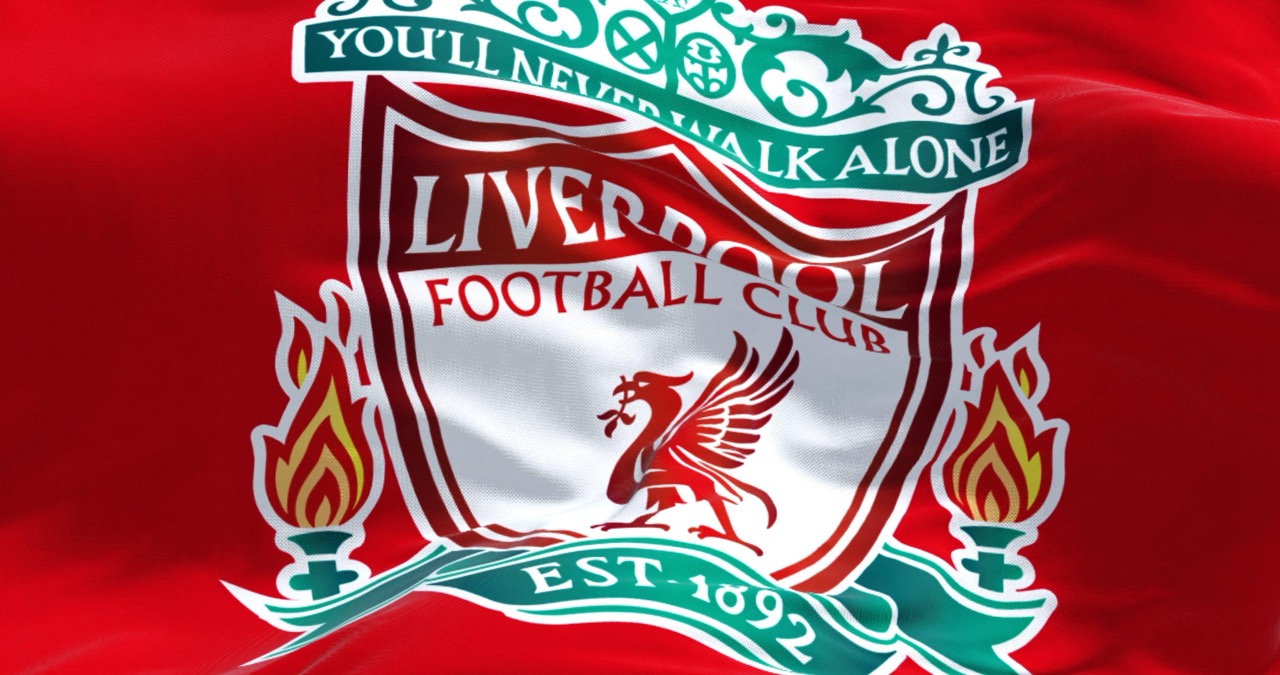 The flag of Liverpool Football Club waving.