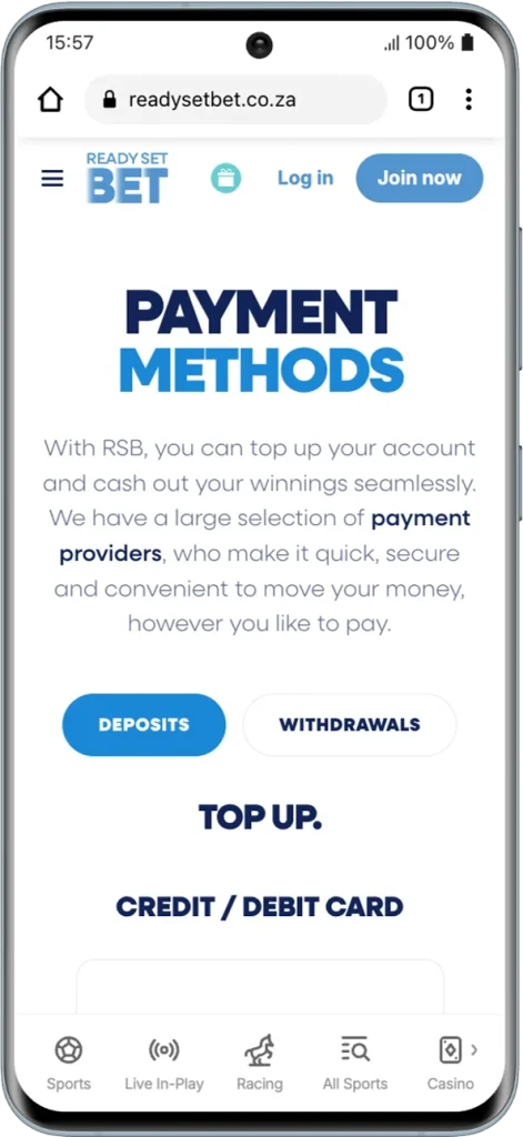 RaedySetBet Payment Methods